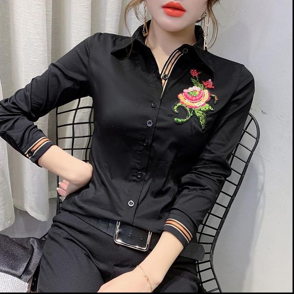 womens shirts summer korean clothes embroidery flower blouse womon beading diamonds woven nylon shirt women long sleeve t02503, White
womens shirts summer korean clothes embroidery flower blouse womon beading diamonds woven nylon shirt women long sleeve t02503, White