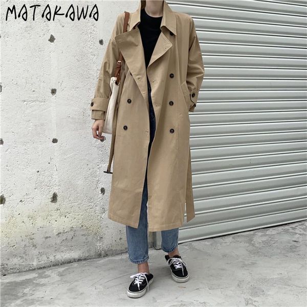 women's trench coats matakawa autumn solid turn down collar long sleeve double breasted fashion midi coat korean loose elegant abrigo, Tan;black
women's trench coats matakawa autumn solid turn down collar long sleeve double breasted fashion midi coat korean loose elegant abrigo, Tan;black