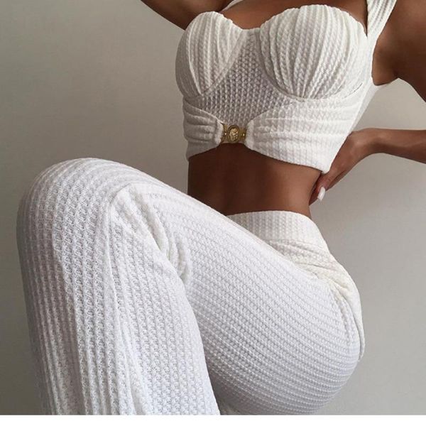 women elegant lent herf training suit two delicious set lady holder crop shirt + long broek pack 2021 summer women's piece pants, White
women elegant lent herf training suit two delicious set lady holder crop shirt + long broek pack 2021 summer women's piece pants, White