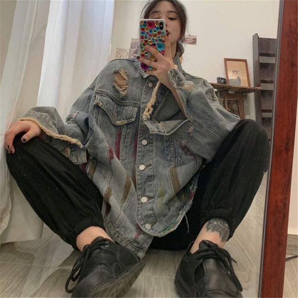 women's jackets irregular graffiti design torn print jean hole gothic jackets high street punk hip hop women denim jacket harajuku outw, Black;brown
women's jackets irregular graffiti design torn print jean hole gothic jackets high street punk hip hop women denim jacket harajuku outw, Black;brown