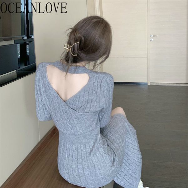 hollow out woman knitted solid bodycon vestidos elegant korean long dresses retro 19652 210415, Black;gray 
hollow out woman knitted solid bodycon vestidos elegant korean long dresses retro 19652 210415, Black;gray