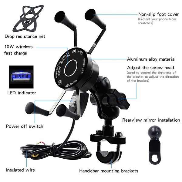 cell phone mounts & holders wireless motorcycle bike mobile holder with usb charger waterproof qc3.0 fast charging bracket support moto
cell phone mounts & holders wireless motorcycle bike mobile holder with usb charger waterproof qc3.0 fast charging bracket support moto