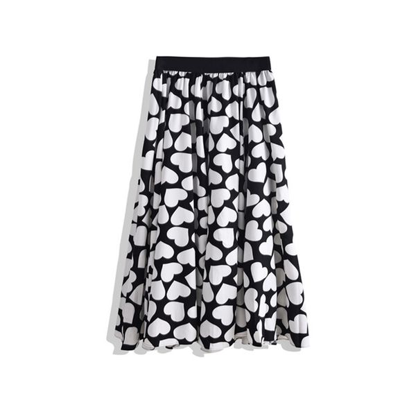 summer fashion skirt elastic waist a-line loose black love printing ladies long 210527
summer fashion skirt elastic waist a-line loose black love printing ladies long 210527