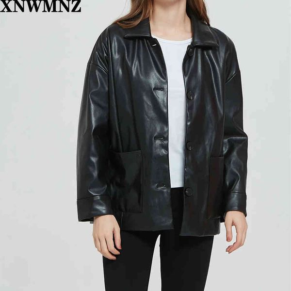 za women fashion faux leather button-up loose jacket coat vintage long sleeve pockets female outerwear chic 210510, Black
za women fashion faux leather button-up loose jacket coat vintage long sleeve pockets female outerwear chic 210510, Black