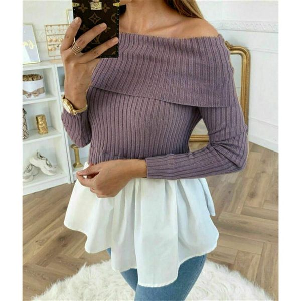 women's sweaters fashion autumn off the shoulder sweater for women casual long sleeve slash necklline slim pullover, White;black
women's sweaters fashion autumn off the shoulder sweater for women casual long sleeve slash necklline slim pullover, White;black