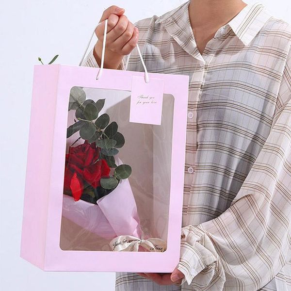 gift wrap clear window tote bag kraft paper bags flower box with handle packing boxes valentine's day warpping wedding decor
gift wrap clear window tote bag kraft paper bags flower box with handle packing boxes valentine's day warpping wedding decor