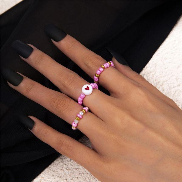 european sweet girls heart beaded rings vacation gift rice beads contrast color woven finger ring pink acrylic love retro jewelry sets acces, Golden;silver
european sweet girls heart beaded rings vacation gift rice beads contrast color woven finger ring pink acrylic love retro jewelry sets acces, Golden;silver