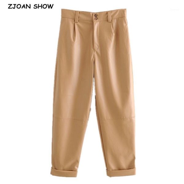 autumn vintage pu leather harem pants mum streetwear woman high waist long cuff roll up trousers loose women's & capris, Black;white
autumn vintage pu leather harem pants mum streetwear woman high waist long cuff roll up trousers loose women's & capris, Black;white