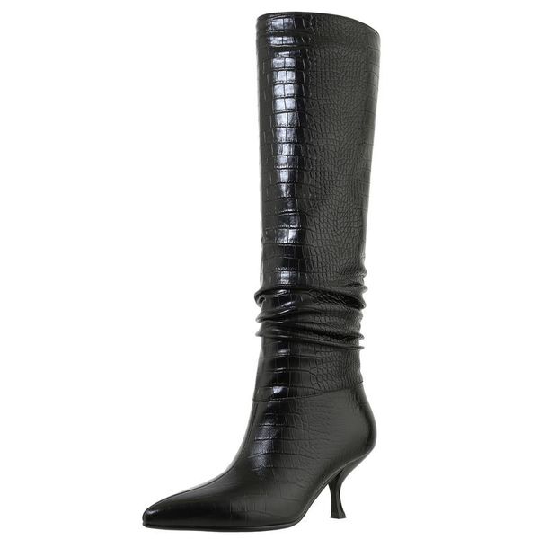 women real leather knee high boots women pointed toe high heel boots fashion winter shoes women footwear size 34-39, Black
women real leather knee high boots women pointed toe high heel boots fashion winter shoes women footwear size 34-39, Black
