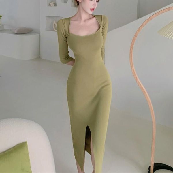 casual dresses knitted split dress female evening party vintage knitwear pullover light green spring autumn sheath club trend, Black;gray
casual dresses knitted split dress female evening party vintage knitwear pullover light green spring autumn sheath club trend, Black;gray