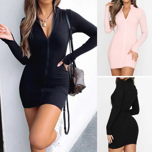 women spring autumn mini dress zipper decor turn-down collar long sleeve high waist solid color slim hips pencil 2021 casual dresses, Black;gray
women spring autumn mini dress zipper decor turn-down collar long sleeve high waist solid color slim hips pencil 2021 casual dresses, Black;gray