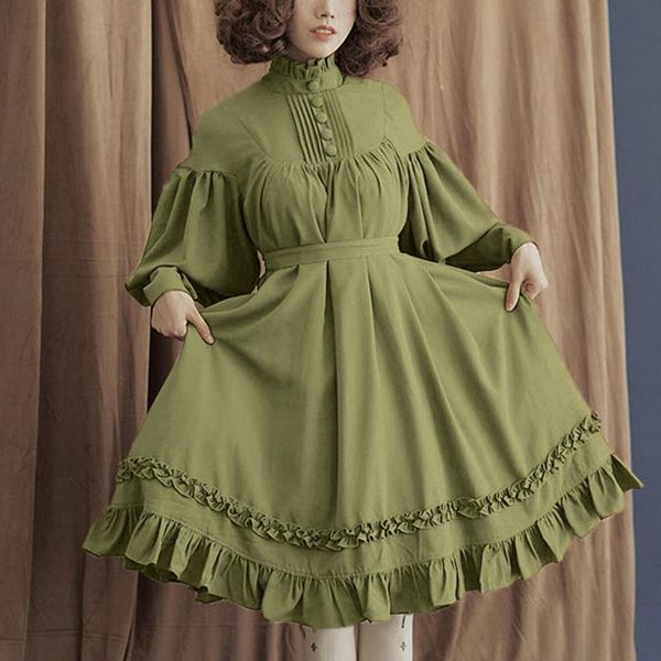 jaycosin vintage elagant women dress gothic style lantern long sleeve dresses lace up cute sweet female vestidos casual, Black;gray
jaycosin vintage elagant women dress gothic style lantern long sleeve dresses lace up cute sweet female vestidos casual, Black;gray