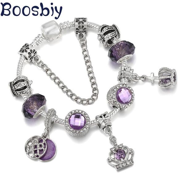 charm bracelets european brand silver plated bracelet with purple crown pendants diy jewelry gift for women to be a queen, Golden;silver
charm bracelets european brand silver plated bracelet with purple crown pendants diy jewelry gift for women to be a queen, Golden;silver