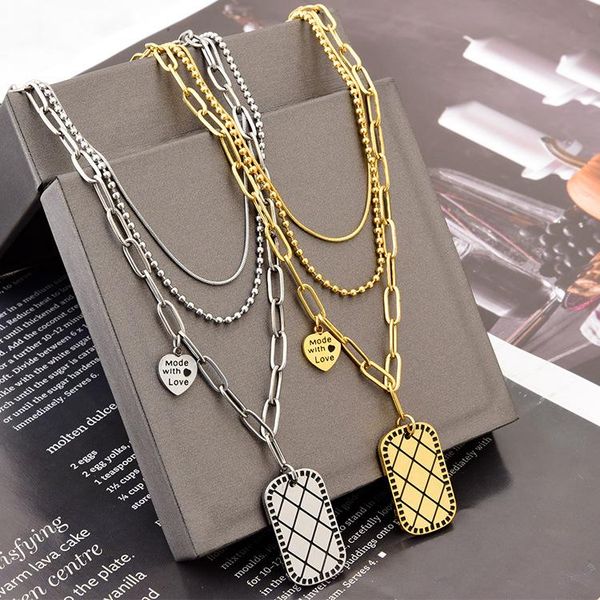 pendant necklaces titanium stainless steel square brand necklace multilayer round bead snake bone letter love, Silver
pendant necklaces titanium stainless steel square brand necklace multilayer round bead snake bone letter love, Silver