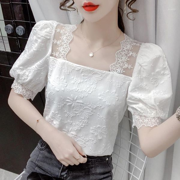 women's blouses & shirts 2021 summer women casual short sleeve lace embroidery chiffon fashion slim elegant office lady clothing, White
women's blouses & shirts 2021 summer women casual short sleeve lace embroidery chiffon fashion slim elegant office lady clothing, White