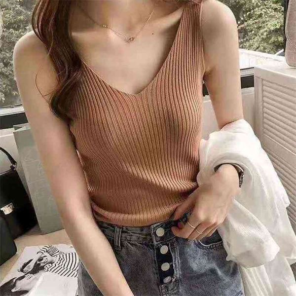 women knitted tank casual solid sleeveless v neck camisole fitness femme t shirt slim cropped outer wear 210416, White
women knitted tank casual solid sleeveless v neck camisole fitness femme t shirt slim cropped outer wear 210416, White