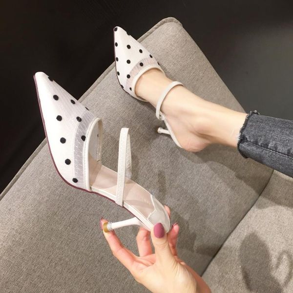 polka dot mesh shallow 2-wear slippers sandals summer pointed toe thin high heels shoes woman french girls elegant mules slides, Black
polka dot mesh shallow 2-wear slippers sandals summer pointed toe thin high heels shoes woman french girls elegant mules slides, Black