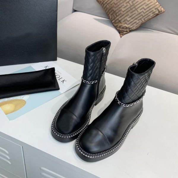 boots women chunky heel short woman shoes spring autumn designer booties natural cowhide lasdies fashion metal chain botas, Black
boots women chunky heel short woman shoes spring autumn designer booties natural cowhide lasdies fashion metal chain botas, Black