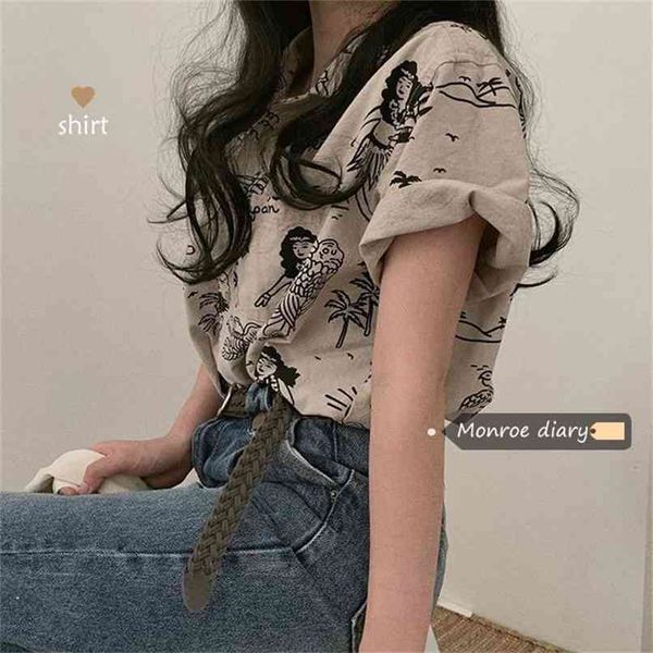 summer retro printed short sleeve niche design shirt women's y2k blouse loose cotton and linen 210529, White
summer retro printed short sleeve niche design shirt women's y2k blouse loose cotton and linen 210529, White