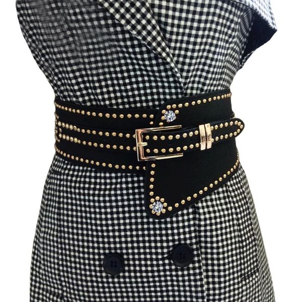 belts rivet punk style wide belt women pu leather waistband lady fashion elastic female cintos cinturon, Black;brown
belts rivet punk style wide belt women pu leather waistband lady fashion elastic female cintos cinturon, Black;brown