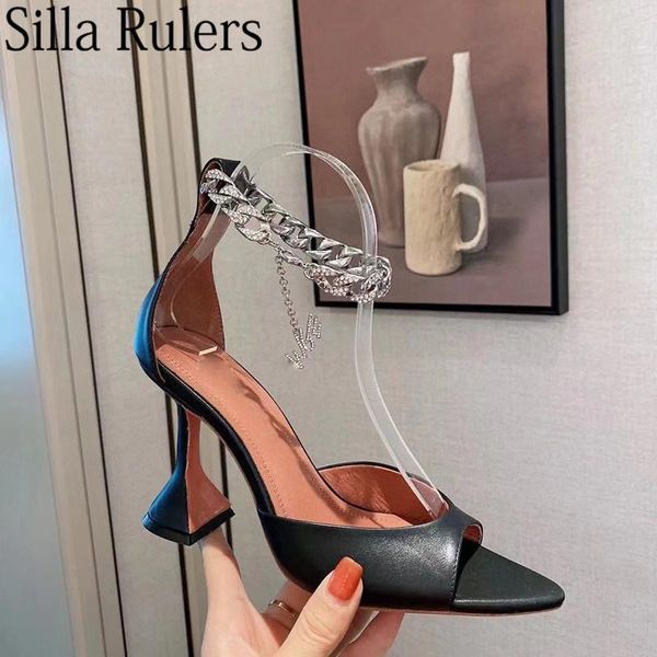 sandals rhinestone chain ankle strap summer woman peep toe cup heels party shoes genuine leather wedinng, Black
sandals rhinestone chain ankle strap summer woman peep toe cup heels party shoes genuine leather wedinng, Black