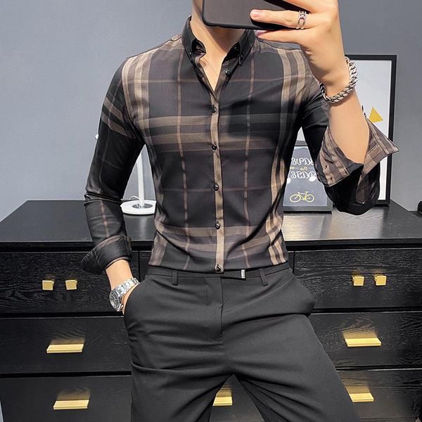 men's casual shirts 2022 high-level sense of gray plaid shirt long-sleeved korean version the trend handsome all-match men, White;black
men's casual shirts 2022 high-level sense of gray plaid shirt long-sleeved korean version the trend handsome all-match men, White;black