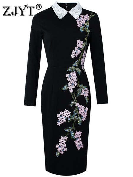 runway fashion flower embroidery straight office dresses for ladies elegant woman spring wear 2022 long sleeve party vestidos, Black
runway fashion flower embroidery straight office dresses for ladies elegant woman spring wear 2022 long sleeve party vestidos, Black