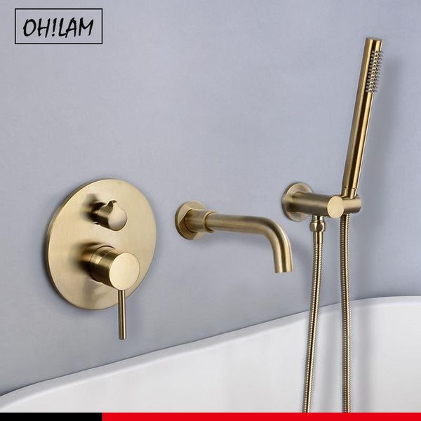 brass brushed gold bathtub faucet shower set wall mounted cold and water mixer with tub spout handheld bathroom sets
brass brushed gold bathtub faucet shower set wall mounted cold and water mixer with tub spout handheld bathroom sets