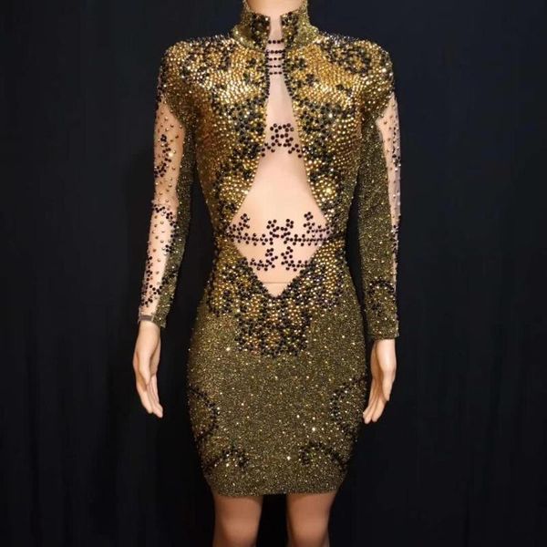 casual dresses sparkly women gold rhinestone stretch custom dress wedding party celebrate singer competition performance costume, Black;gray
casual dresses sparkly women gold rhinestone stretch custom dress wedding party celebrate singer competition performance costume, Black;gray
