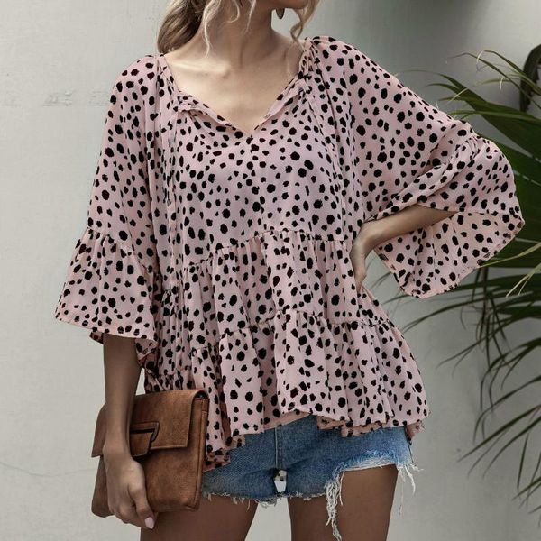 women's blouses & shirts 2021 streetwear women ruffle dot print loose leisure casual v-neck sweet ladies blusas mujer de moda, White
women's blouses & shirts 2021 streetwear women ruffle dot print loose leisure casual v-neck sweet ladies blusas mujer de moda, White