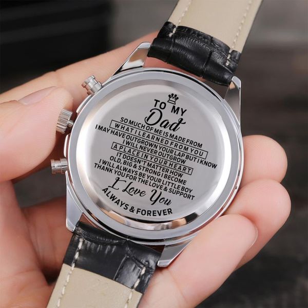 wristwatches "luxury sports carving waterproof watch to my dad i will always be your little boy ", Slivery;brown
wristwatches "luxury sports carving waterproof watch to my dad i will always be your little boy ", Slivery;brown
