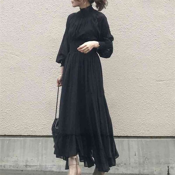 new black dress elegant korean fashion women one piece long sleeve high waist tunic vestido ladies ruffle long maxi dresses 210409, Black;gray
new black dress elegant korean fashion women one piece long sleeve high waist tunic vestido ladies ruffle long maxi dresses 210409, Black;gray