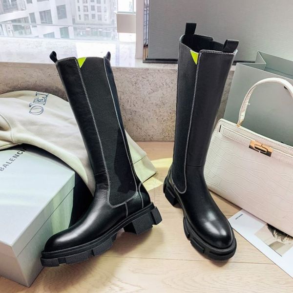 women fashion real leather knee high boots round toe square heel slip on ridding boots cool winter ladies footwear, Black
women fashion real leather knee high boots round toe square heel slip on ridding boots cool winter ladies footwear, Black