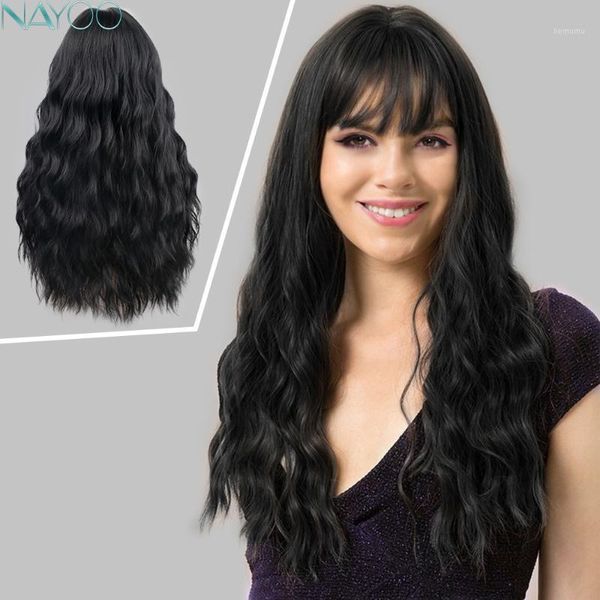 long black wavy wigs synthetic loose wave with bangs for african american cosplay party high temperature fiber hair1
long black wavy wigs synthetic loose wave with bangs for african american cosplay party high temperature fiber hair1