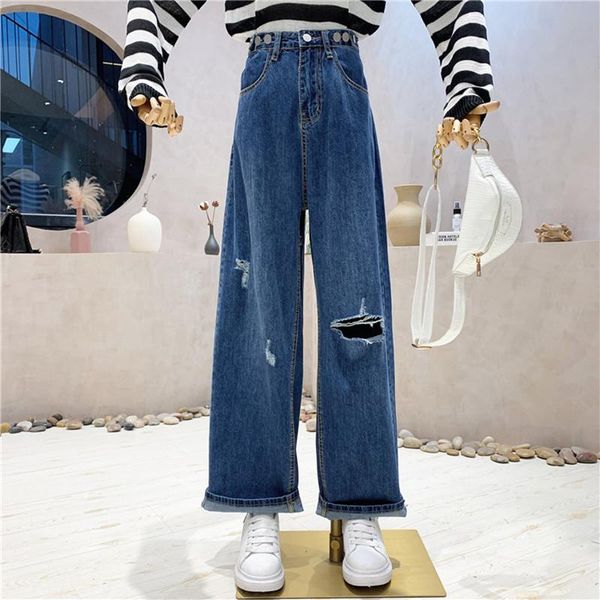 women's jeans clothing autumn 2021 fashion loose thin and high hole waist wide leg straight, Blue
women's jeans clothing autumn 2021 fashion loose thin and high hole waist wide leg straight, Blue
