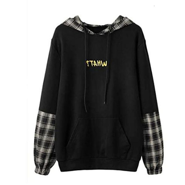 oversized aww women's long sve drawstring hoodie with poet color bloing plaid sweater, Black
oversized aww women's long sve drawstring hoodie with poet color bloing plaid sweater, Black