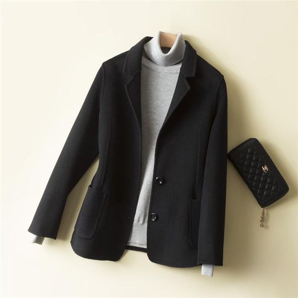 women's jackets 2021 small suit wool coat regular slim fit high thin double-sided tweed women's wear, Black;brown
women's jackets 2021 small suit wool coat regular slim fit high thin double-sided tweed women's wear, Black;brown