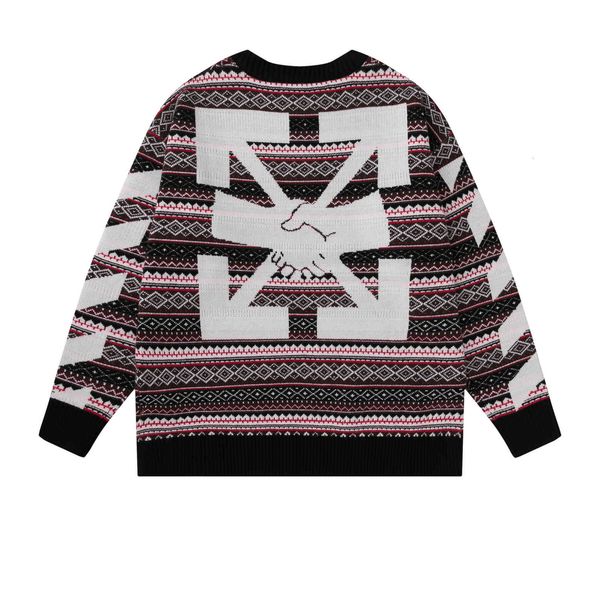 2021 autumn winter off new handshake arrow pattern casual round neck knitted sweater men's and women's batch, Black
2021 autumn winter off new handshake arrow pattern casual round neck knitted sweater men's and women's batch, Black