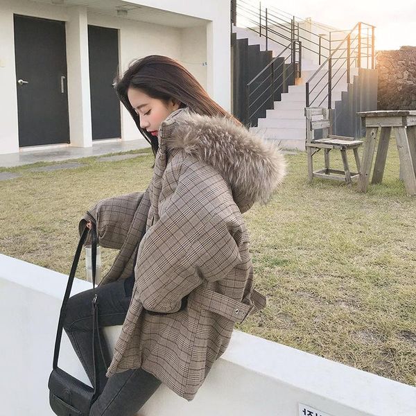 women's down & parkas large fur collar plaid cotton winter jacket korean version loose clothes style thick, Black
women's down & parkas large fur collar plaid cotton winter jacket korean version loose clothes style thick, Black