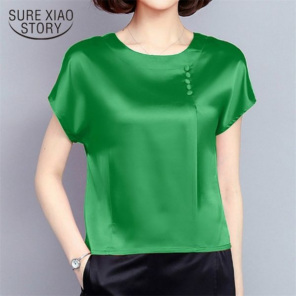 summer fashion clothing women o-neck solid loose silk short sleeve blouses casual female elegant shirts 210421, White
summer fashion clothing women o-neck solid loose silk short sleeve blouses casual female elegant shirts 210421, White
