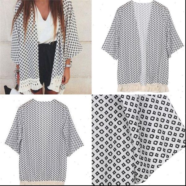 fashion 3 4 sleeve women shirt cover ups geometry printed summer chiffon shawl kimono cardigan, White
fashion 3 4 sleeve women shirt cover ups geometry printed summer chiffon shawl kimono cardigan, White