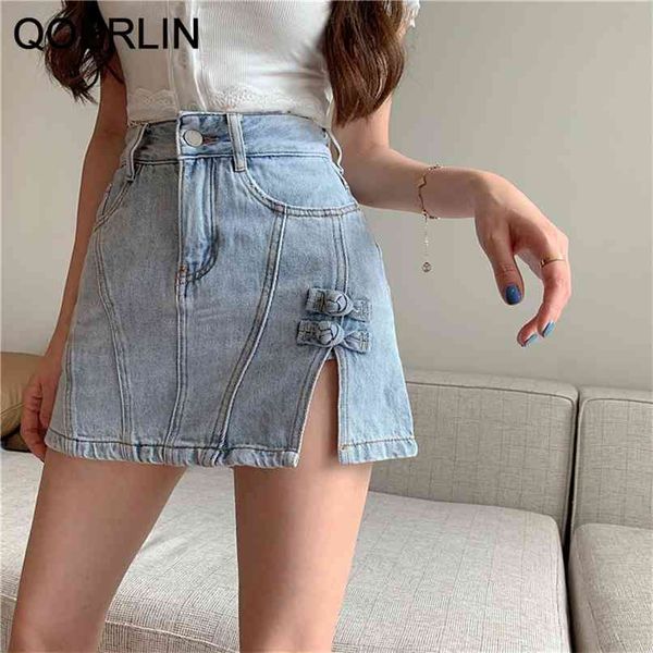 casual patchwork button side split short for women high waist mini denim skirts shorts female fashion 210601, Black 
casual patchwork button side split short for women high waist mini denim skirts shorts female fashion 210601, Black