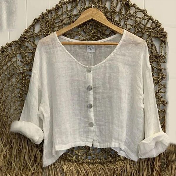40 button thin linen womens shirts casual solid long sleeve o neck shirt loose spring elegant tee, White
40 button thin linen womens shirts casual solid long sleeve o neck shirt loose spring elegant tee, White