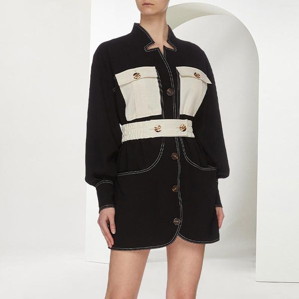 women's jackets age slimming temperament stand-up collar hit color outerwear women autumn long-sleeved with belt f2061, Black;brown
women's jackets age slimming temperament stand-up collar hit color outerwear women autumn long-sleeved with belt f2061, Black;brown