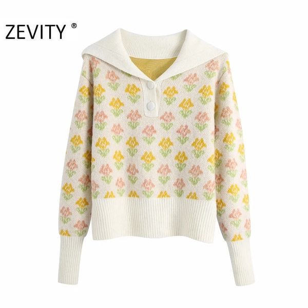 zevity women sweet flower print turn down collar knitting sweater female chic long sleeve casual slim pullovers brand s475 210419, White;black
zevity women sweet flower print turn down collar knitting sweater female chic long sleeve casual slim pullovers brand s475 210419, White;black