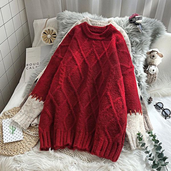 women's sweaters twisted knitted women sweater and pullovers winter thicken warm o-neck patchwork long-sleeved casual female pulls, White;black
women's sweaters twisted knitted women sweater and pullovers winter thicken warm o-neck patchwork long-sleeved casual female pulls, White;black