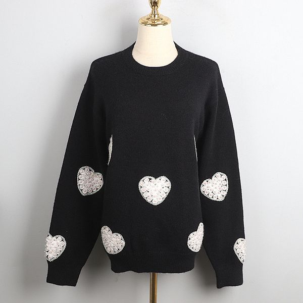 women's sweaters runway winter sweet love beaded pearl black sweater pullover fashion vintage brand design coat clothes o0mn, White;black
women's sweaters runway winter sweet love beaded pearl black sweater pullover fashion vintage brand design coat clothes o0mn, White;black