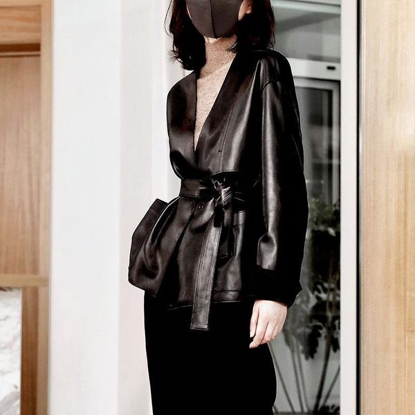 women's leather & faux deep v-neck black jackets belt pu bomber jacket lady soft loose coat forextolux 2021 autumn spring women
women's leather & faux deep v-neck black jackets belt pu bomber jacket lady soft loose coat forextolux 2021 autumn spring women