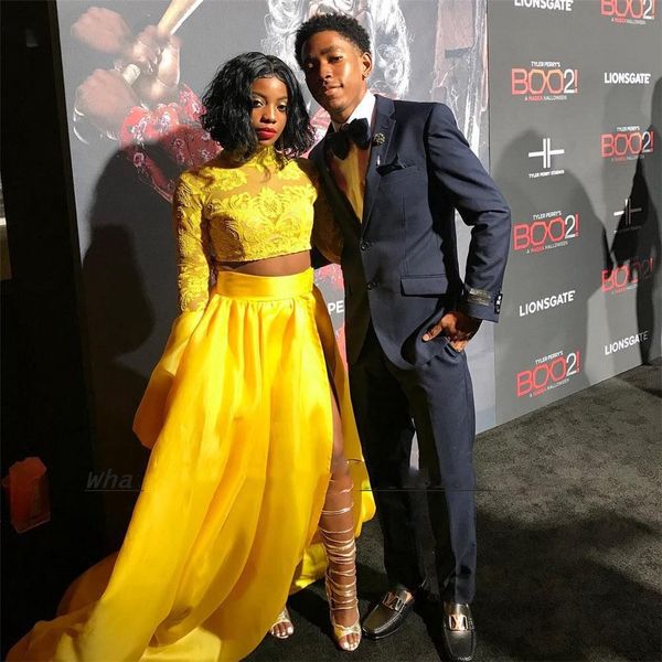 yellow two piceces evening dresses long sleeves 2022 lace floor length sweep train formal prom gowns, Black;red
yellow two piceces evening dresses long sleeves 2022 lace floor length sweep train formal prom gowns, Black;red