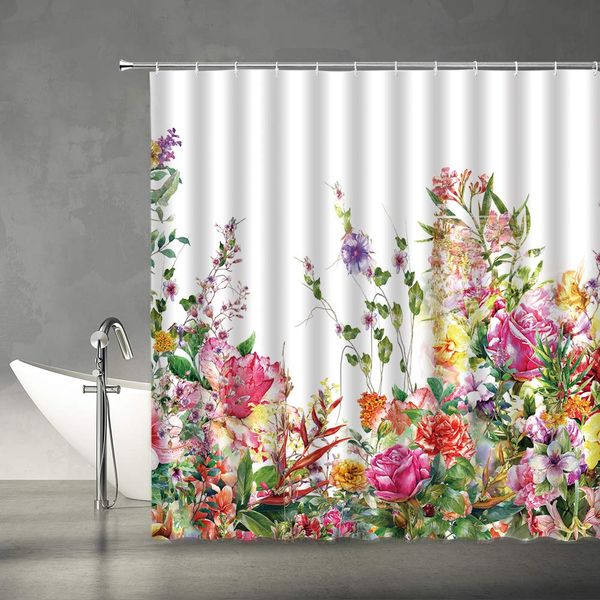 watercolor floral shower curtain pink purple yellow flowers green leaves spring nature senery art print fabric bathroom decor
watercolor floral shower curtain pink purple yellow flowers green leaves spring nature senery art print fabric bathroom decor
